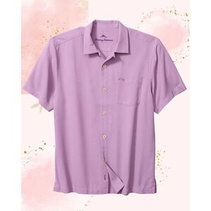 *NWOT*  Tommy Bahama Mens 70% Silk, Short Sleeve Button Up - Size Large